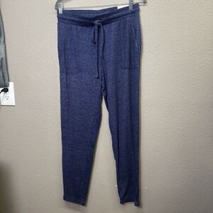 NATORI Women's Size S Soft Stretch Knit Lounge Pant Ankle Length Heather Navy